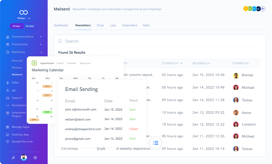 email marketing software leave note